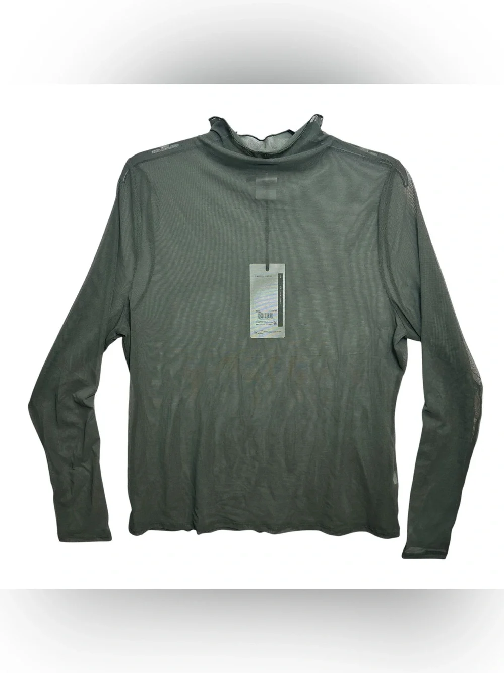 CALIA Draped Funnel Long Sleeve Sheer Mesh Top XXL Ivy Green NWT